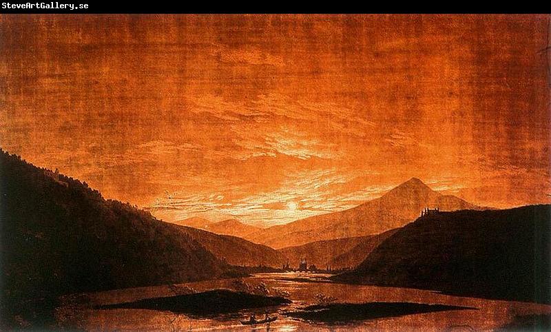 Caspar David Friedrich Mountainous River Landscape